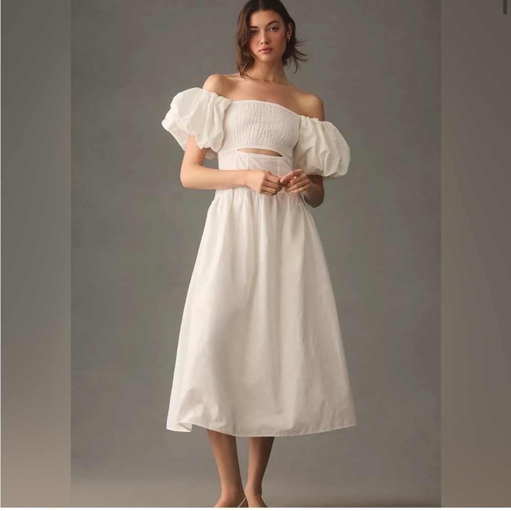 Anthropologie Moon River Off Shoulder Cut Out Maxi Dress